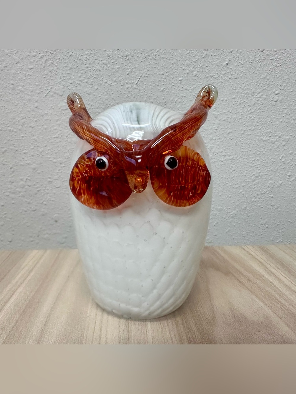 Vintage German Hutschenreuther Murano Style Art Glass Owl Figurine Paperweight